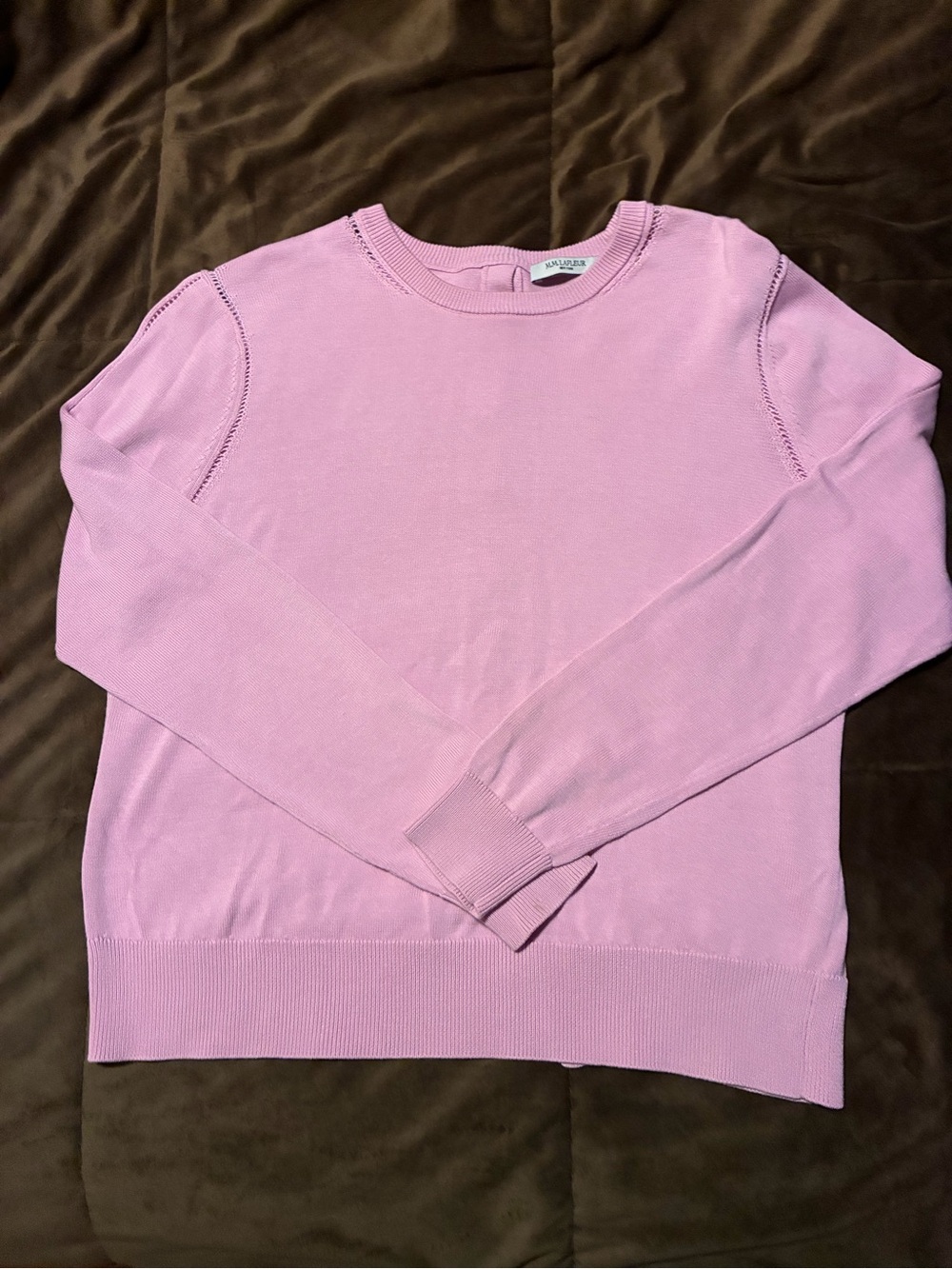MM Lafleur Pink Crewneck button back Sweater, size XS, cotton and silk blend